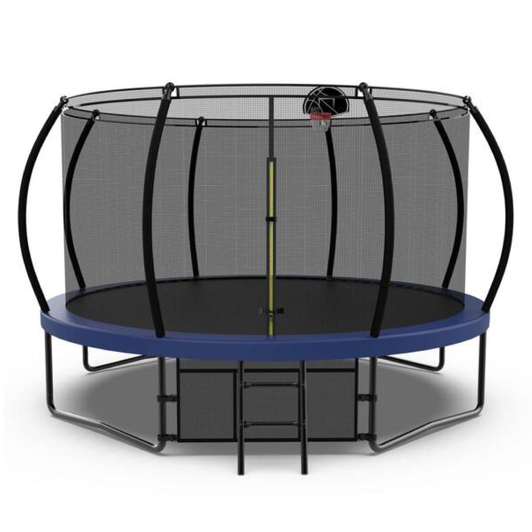 Outdoor Sport Trampolines with Basketball Hoop.